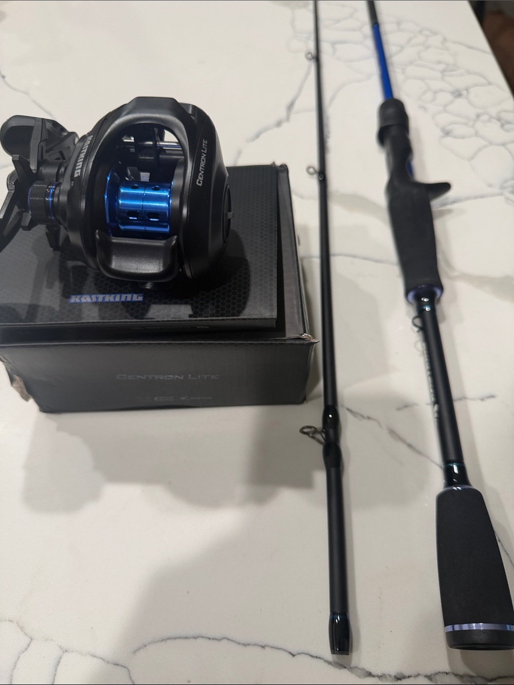 Kastking Centron combo Fishing Reel and Rod Combo - Black with Blue Accents